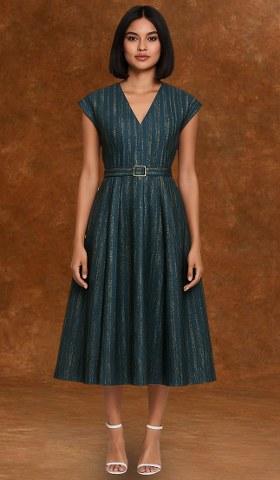 Blue Brocade Dress