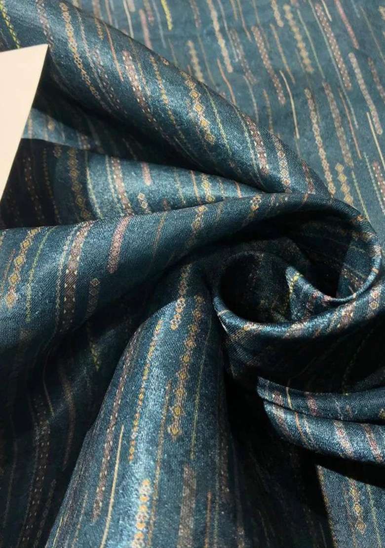 Blue Brocade Dress - Indya