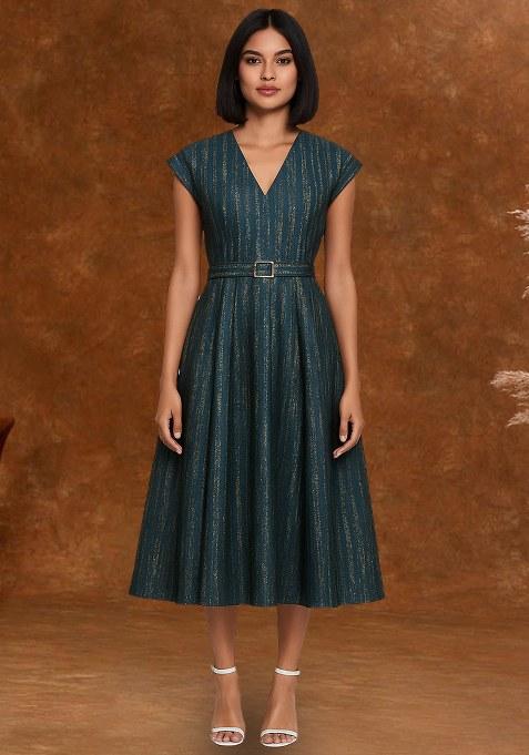 Blue Brocade Dress