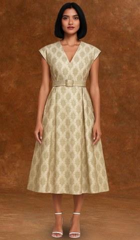 Beige Brocade Dress