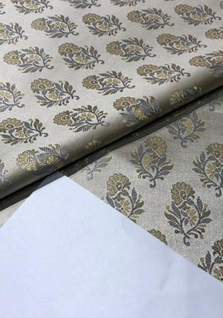 Beige Brocade Dress - Indya