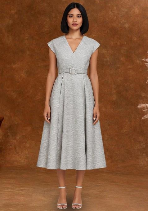 Grey Brocade Dress
