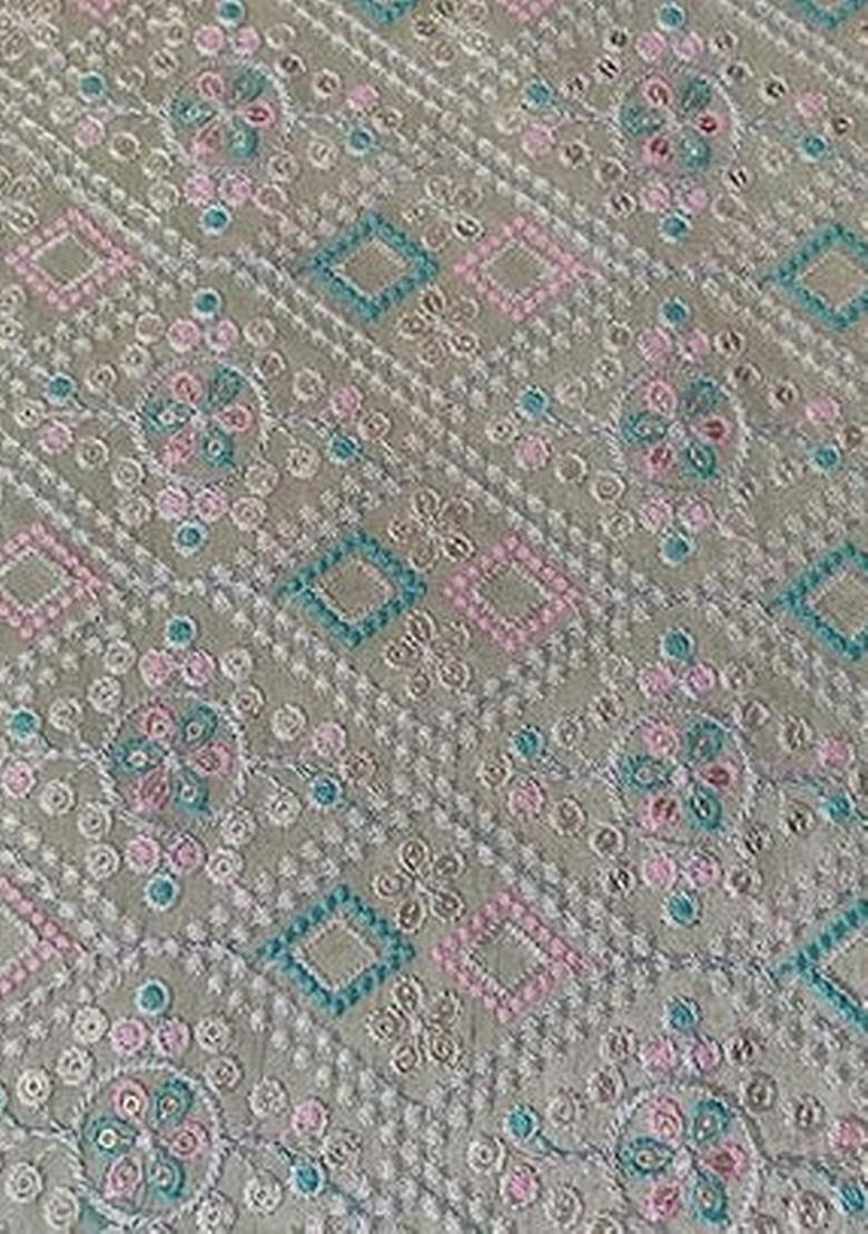 Pastel Green Brocade Dress - Indya