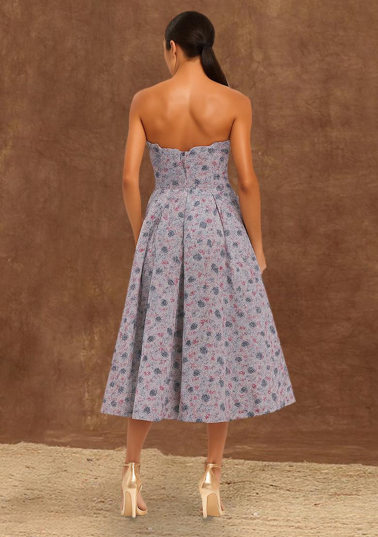 Pink Brocade Dress - Indya