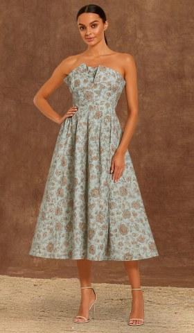 Blue Brocade Dress