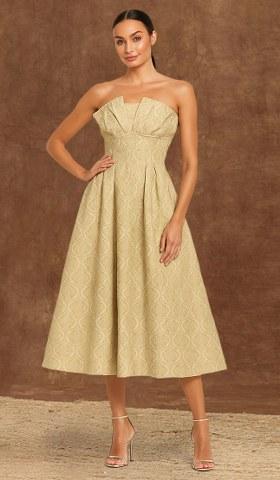 Beige Brocade Dress