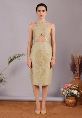 Cream Brocade Dress