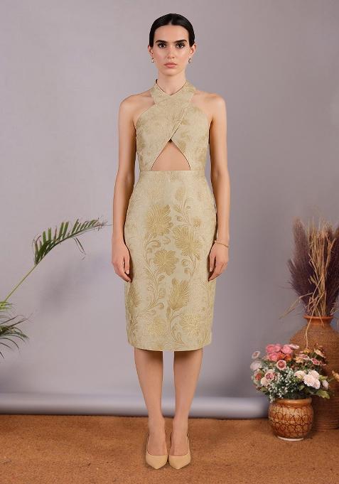 Cream Brocade Dress