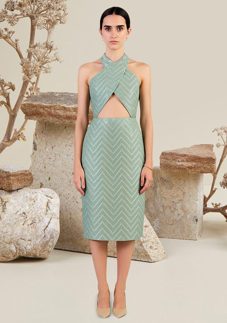 Mint Green Brocade Dress
