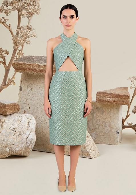 Mint Green Brocade Dress