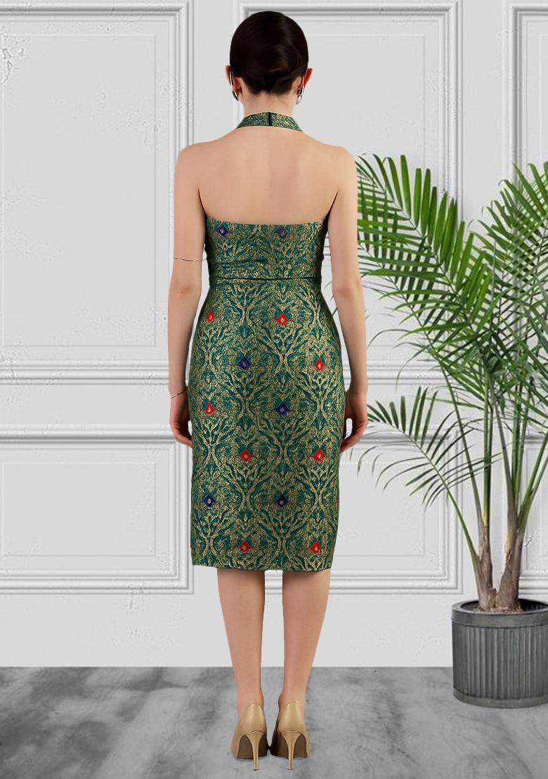 Sea Green Brocade Dress