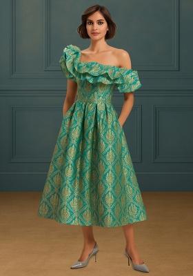 Sea Blue Brocade Dress