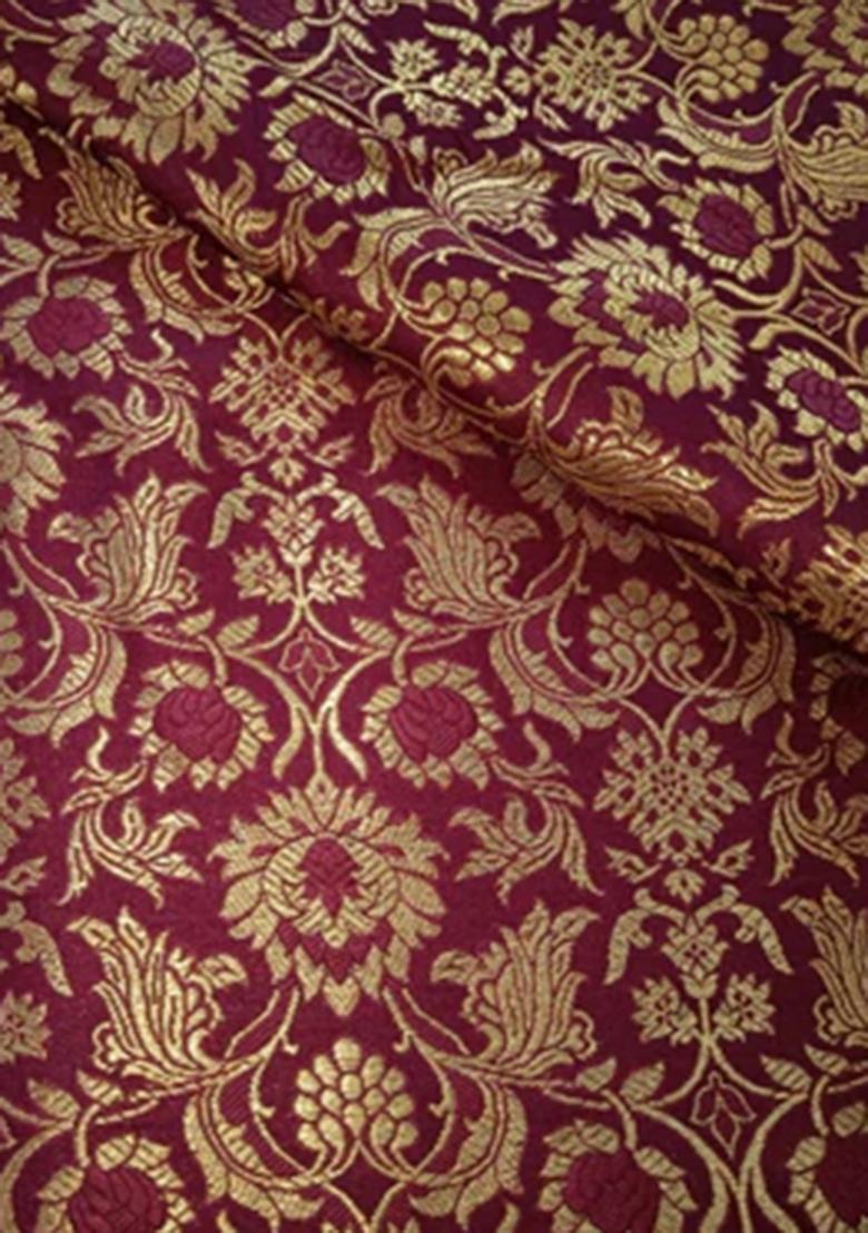 Maroon Brocade Dress - Indya