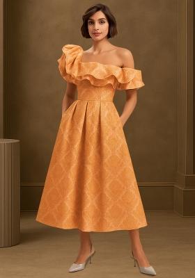 Peach Brocade Dress