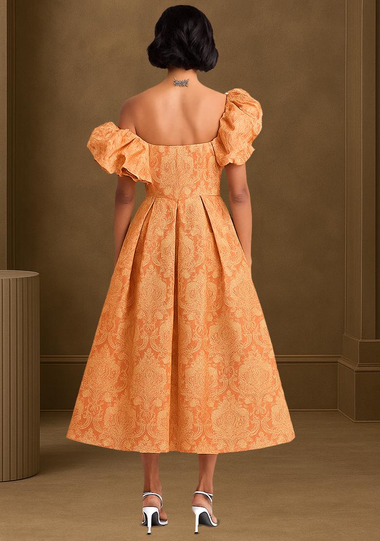 Peach Brocade Dress