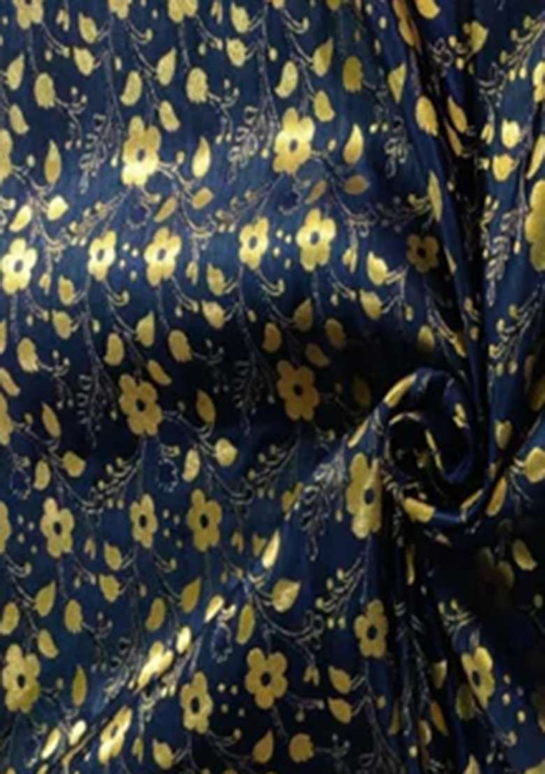 Navy Blue Brocade Dress - Indya