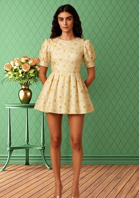 Cream Brocade Dress