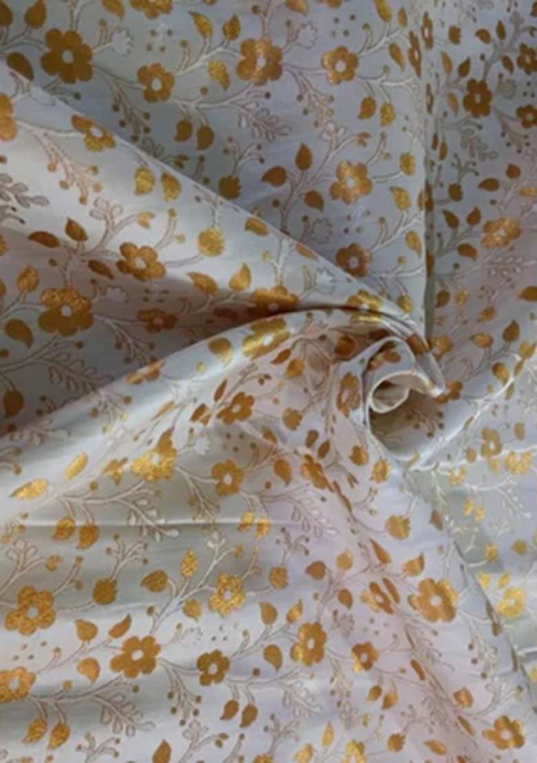 Cream Brocade Dress - Indya