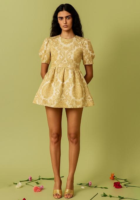 Cream Brocade Dress