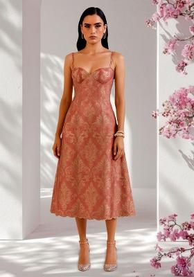 Peach Brocade Dress