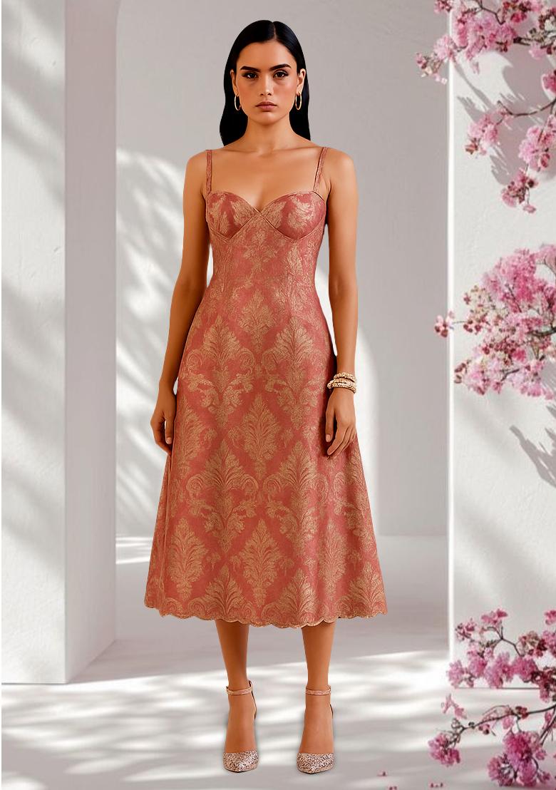 Peach Brocade Dress