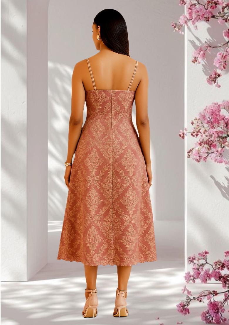 Peach Brocade Dress