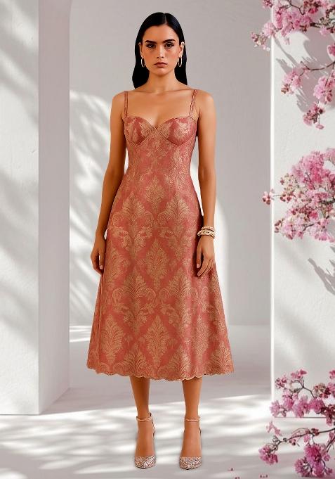 Peach Brocade Dress
