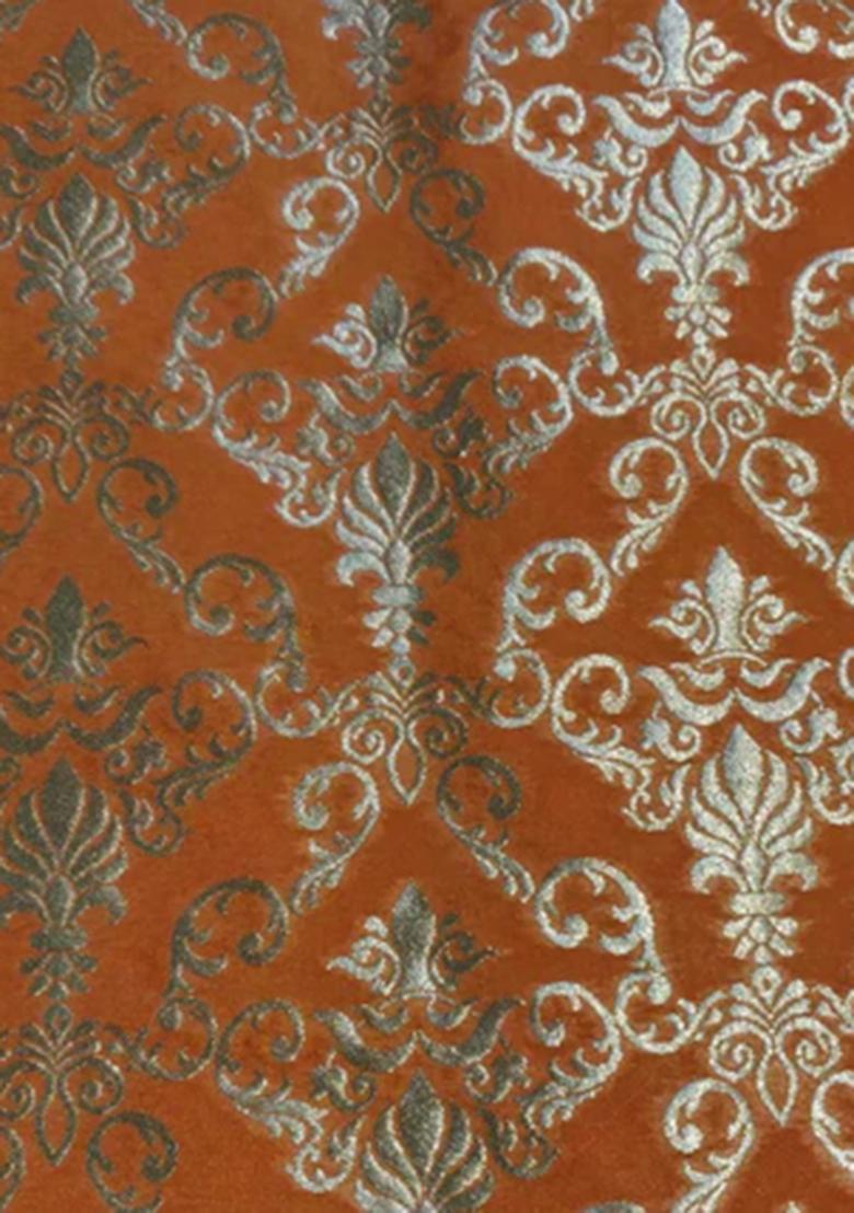 Orange Brocade Dress - Indya