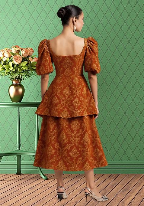 Orange Brocade Dress