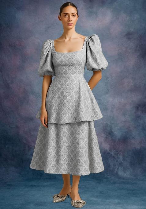 Silver Brocade Dress