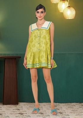 Lime Green Brocade Dress