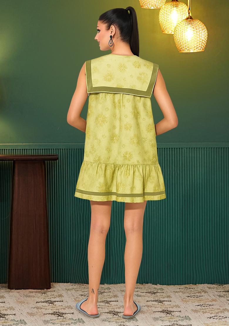 Lime Green Brocade Dress