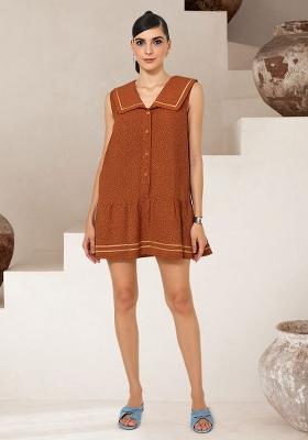 Orange Brocade Dress