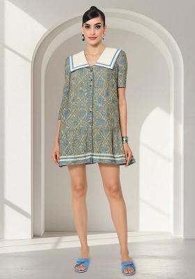 Light Blue Brocade Dress
