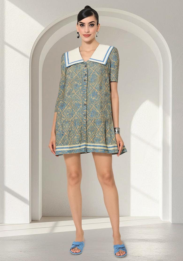 Light Blue Brocade Dress