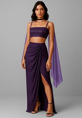 Purple Embellished Lurex Fusion Set
