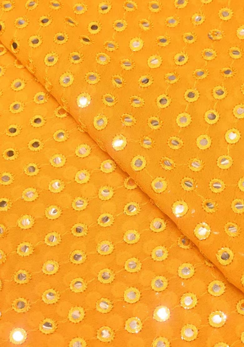 Yellow Embroidered Georgette Fusion Set - Indya