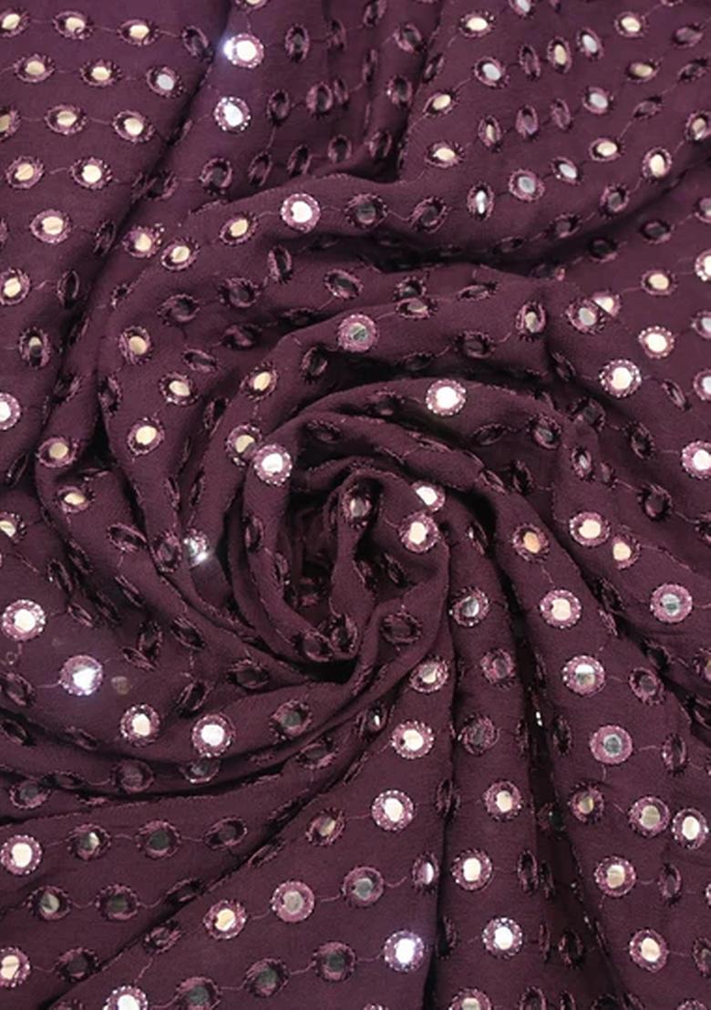 Brown Embroidered Georgette Fusion Set - Indya