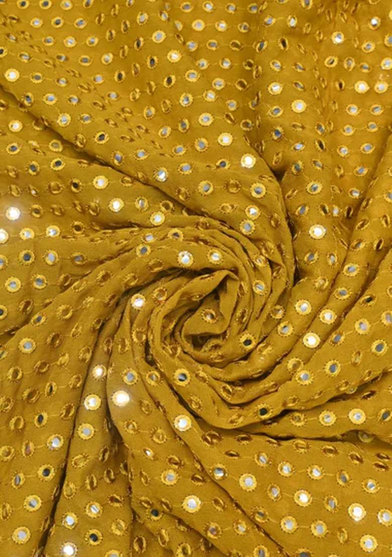 Mustard Embroidered Georgette Fusion Set - Indya