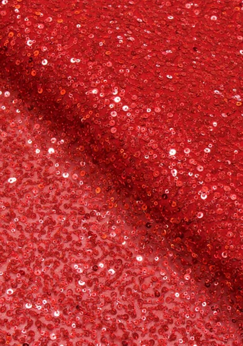 Red Embroidered Georgette Fusion Set - Indya