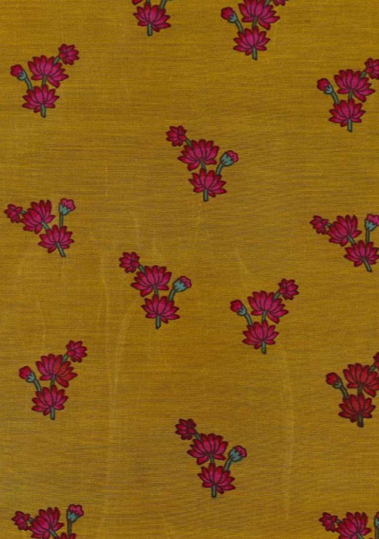 Yellow Printed Chanderi Fusion Set - Indya