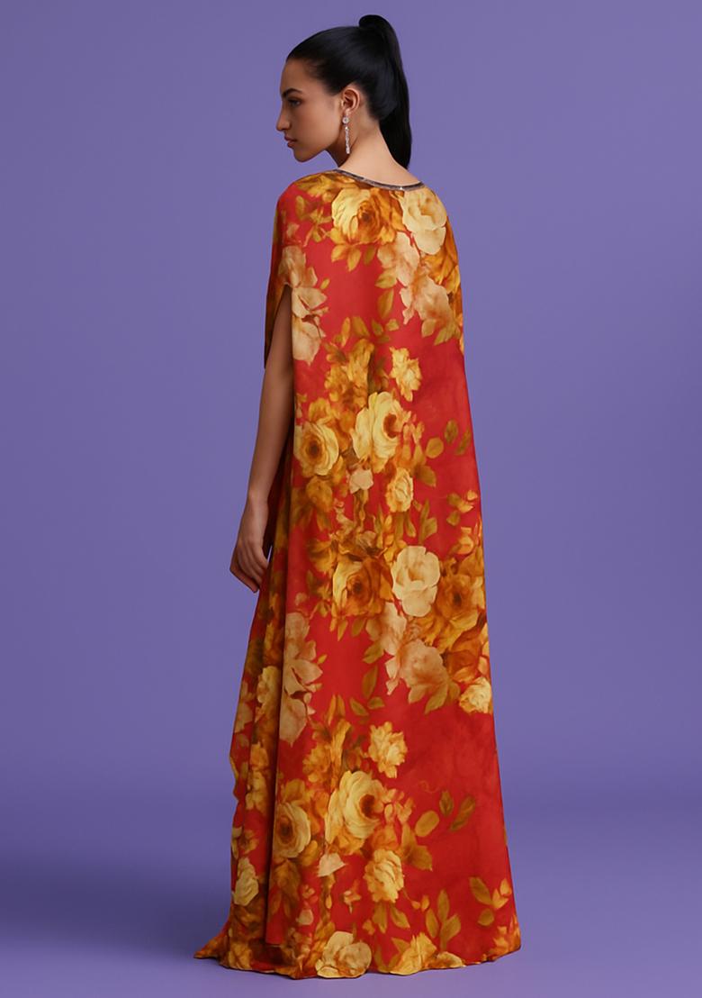 Brown Printed Satin Fusion Set - Indya