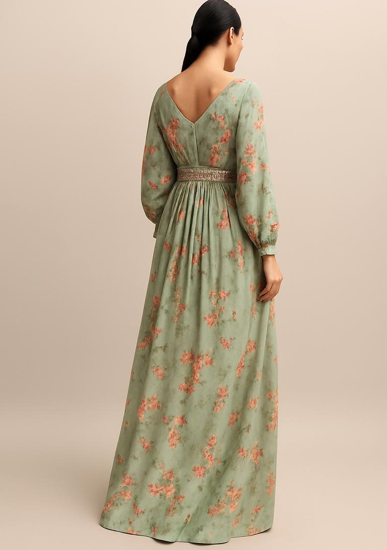 Grey Printed Satin Fusion Set - Indya