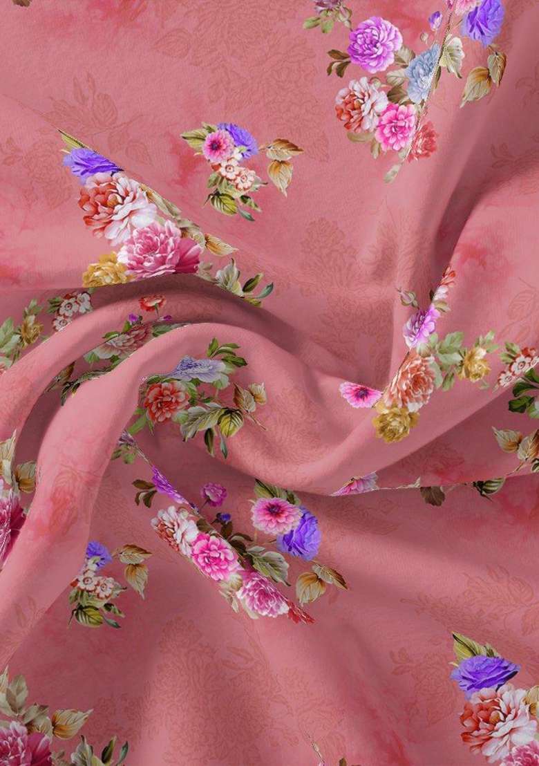 Pink Satin Fusion Set with Printed for Diwali | Wedding & Festive Wear - Indya
