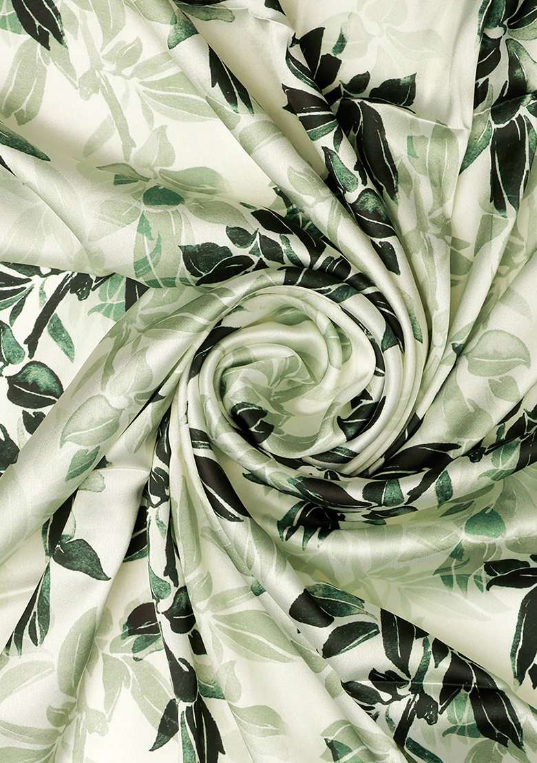 Beige Printed Satin Fusion Set - Indya