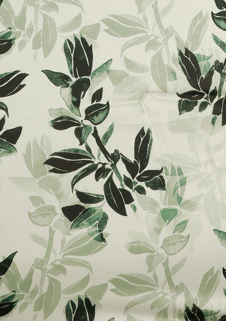 Beige Printed Satin Fusion Set - Indya