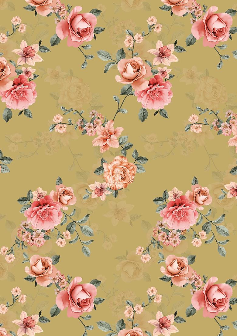 Yellow Printed Crepe Fusion Set - Indya