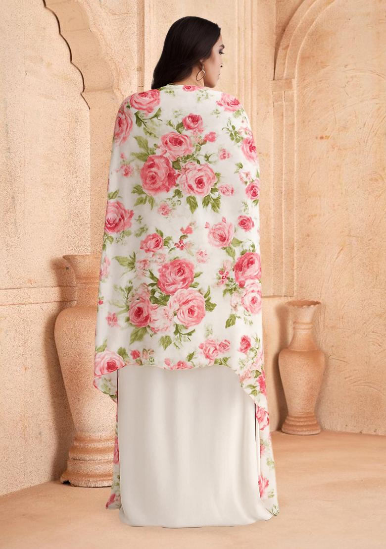 Grey Printed Satin Fusion Set - Indya