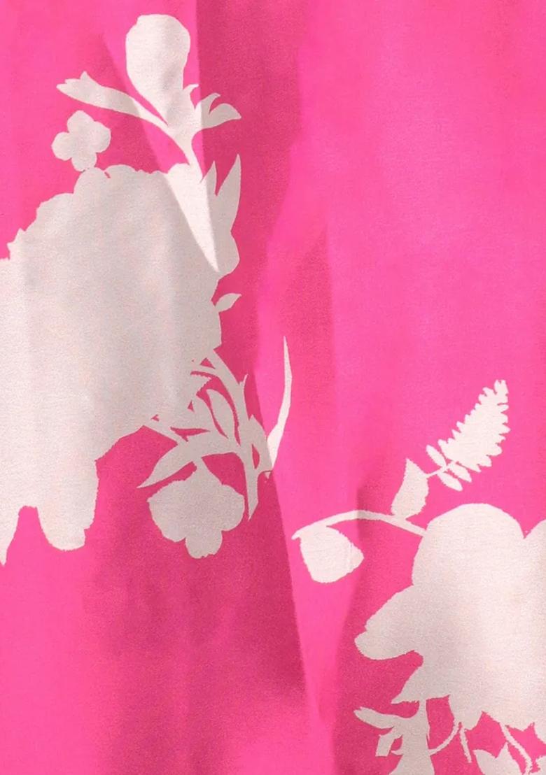 Pink Printed Satin Fusion Set - Indya