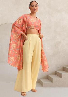 Peach Printed Satin Fusion Set